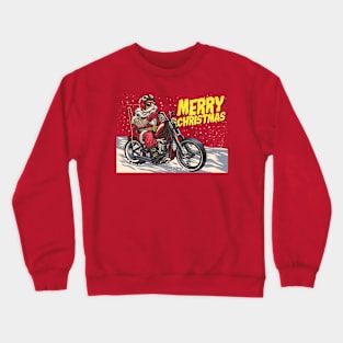 Hand drawn santa claus riding a chopper Crewneck Sweatshirt